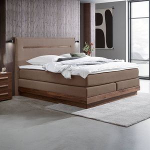 Hasena Boxspringbett Elegant Nussbaum Webstoff mit Kopfteil Zoe