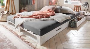 Palettenbett Bassa Kiefer Massivholz mit Schubkasten