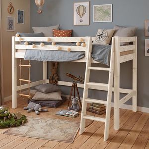 Midi-Hochbett Kids Paradise Kiefer Massivholz mit Lattenrost