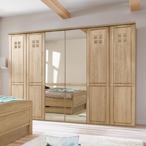 Drehtüren-Kleiderschrank Bloomfield Eiche teilmassiv mit Spiegel