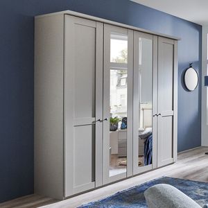 Drehtüren-Kleiderschrank Qamar mit Spiegel H 216cm