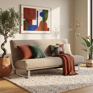 Schlafsofa Koshai Webstoff/Cord mit Lattenrost und Aufbewahrungstuch