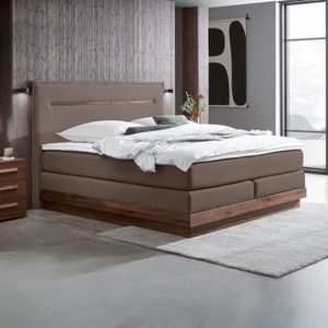 Hasena Boxspringbett Elegant Nussbaum Webstoff mit Kopfteil Zoe