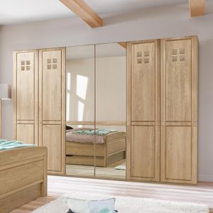 Drehtüren-Kleiderschrank Bloomfield Eiche teilmassiv mit Spiegel