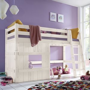 Hütten-Mini-/Midi-Hochbett Kids Paradise Kiefer Massivholz mit Lattenrost
