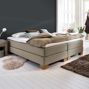 HOMELIV. Boxspringbett Peachland Webstoff ohne Kopfteil
