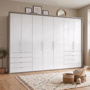 Drehtüren-Kleiderschrank Selca mit Glasfront und Schubladen