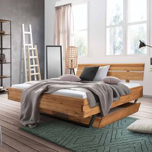 Bett Verbena Komfort Wildeiche Massivholz mit Schubkasten