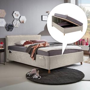 Polsterbett Teya Komfort Velours mit Lattenrost und Bettkasten