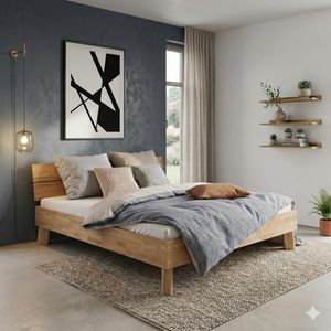 HOMELIV. Doppelbett Fiete Komfort Wildeiche Massivholz