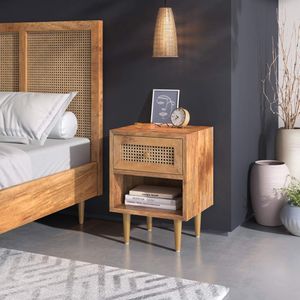 HOMELIV. Nachttisch Asmara Mango Massivholz H 55 cm