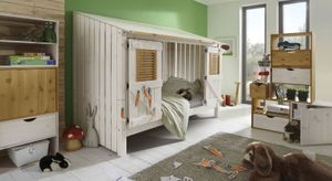Hüttenbett Strandhaus Kiefer Massivholz mit Lattenrost