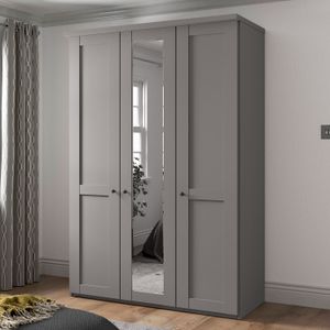 Drehtüren-Kleiderschrank Qamar mit Spiegel H 216cm