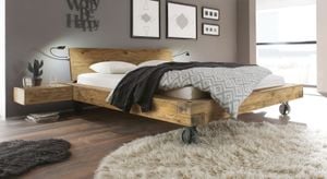 Balkenbett Quesada Wildeiche Vintage Massivholz