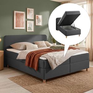 HOMELIV. Boxbett Kannur Webstoff mit Bettkasten