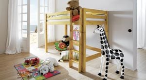 Midi-Hochbett Kids Paradise Kiefer Massivholz mit Lattenrost