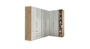 Eck-Kleiderschrank Estiva Eiche Dekor mit Glasfront