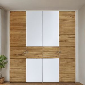 Drehtüren-Kleiderschrank Divari Kernbuche Massivholz mit Glasfront