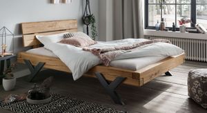 Balkenbett Lizzano Komfort Wildeiche Massivholz
