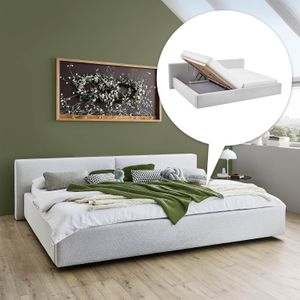 HOMELIV. Familienbett Dorisa Webstoff mit Bettkasten und Lattenrost 240x200cm