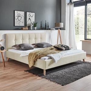 HOMELIV. Polsterbett Maliana Velours/Webstoff