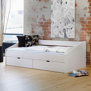 Bett Dänemark Komfort Kiefer/Kernbuche Massivholz mit Schubkasten