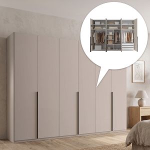 Drehtüren-Kleiderschrank Torvian 302x225cm mit Innenausstattung Kaschmir matt