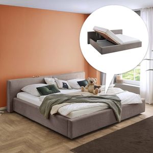 HOMELIV. Familienbett Dorisa Cord mit Bettkasten und Lattenrost 240x200cm