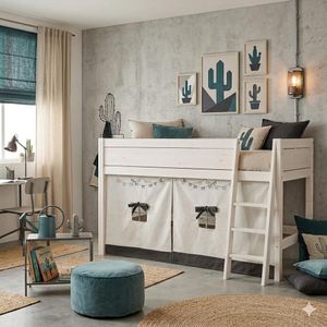 LIFETIME Midi-Hochbett Cactus Kiefer Massivholz mit Lattenrost