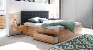 Doppelbett Mirenda Komfort Kernbuche Massivholz mit Schubkasten