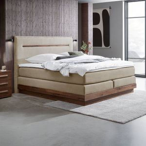 Hasena Boxspringbett Elegant Nussbaum Webstoff mit Kopfteil Zoe
