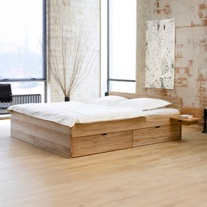 Bett Norwegen Komfort Kiefer/Kernbuche Massivholz mit Schubkasten
