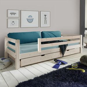 Ausziehbett Kids Paradise Kiefer Massivholz mit Lattenrost und Bettschublade