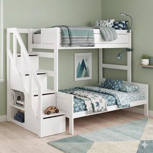 LIFETIME Familienbett Original Kiefer Massivholz mit Lattenrost und Treppenmodul