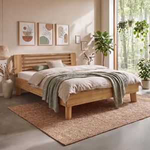 HOMELIV. Doppelbett Vivien Komfort Wildeiche Massivholz