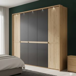 Drehtüren-Kleiderschrank Marizo Eiche Dekor H 216cm
