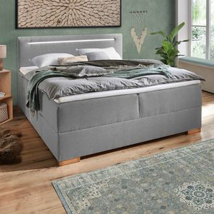 Boxspringbett Duman Webstoff mit Beleuchtung und Bettkasten