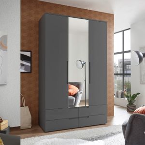Drehtüren-Kleiderschrank Oradea mit Spiegel und Schubladen