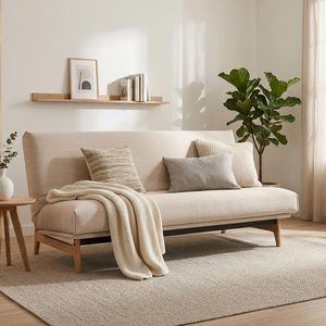 Schlafsofa Atessa Webstoff mit Lattenrost und Aufbewahrungstuch