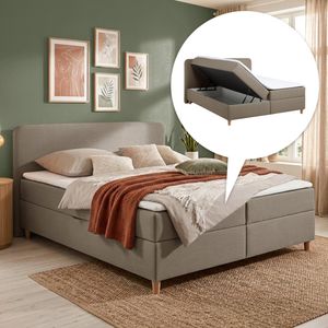 HOMELIV. Boxbett Kannur Webstoff mit Bettkasten