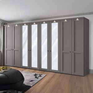 Drehtüren-Kleiderschrank Qamar mit Spiegel H 216cm