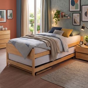 Ausziehbett On Top Buche Massivholz mit Lattenrost 2x 90x200cm