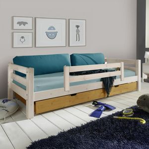 Ausziehbett Kids Paradise Kiefer Massivholz mit Lattenrost und Bettschublade