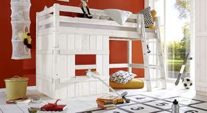 Hütten-Mini-/Midi-Hochbett Kids Paradise Kiefer Massivholz mit Lattenrost