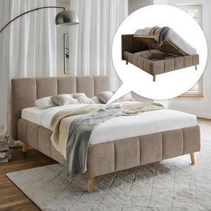 Polsterbett Mavio Komfort Bouclé mit Bettkasten und Lattenrost