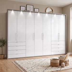 Drehtüren-Kleiderschrank Selca mit Glasfront und Schubladen
