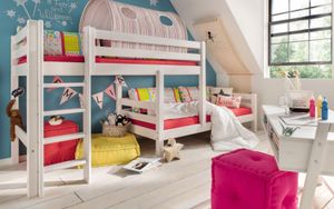 Etagenbett Kids Paradise für Dachschrägen Kiefer Massivholz mit Lattenrost