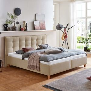 HOMELIV. Polsterbett Lusaka Webstoff mit Bettkasten
