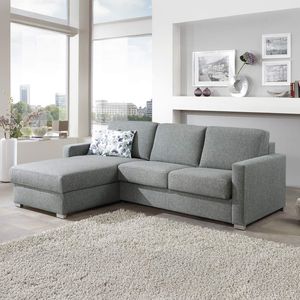 Eck-Schlafsofa Lelio Webstoff mit Lattenrost und Bettkasten Ottomane links