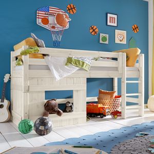 Hütten-Mini-/Midi-Hochbett Kids Paradise Kiefer Massivholz mit Lattenrost